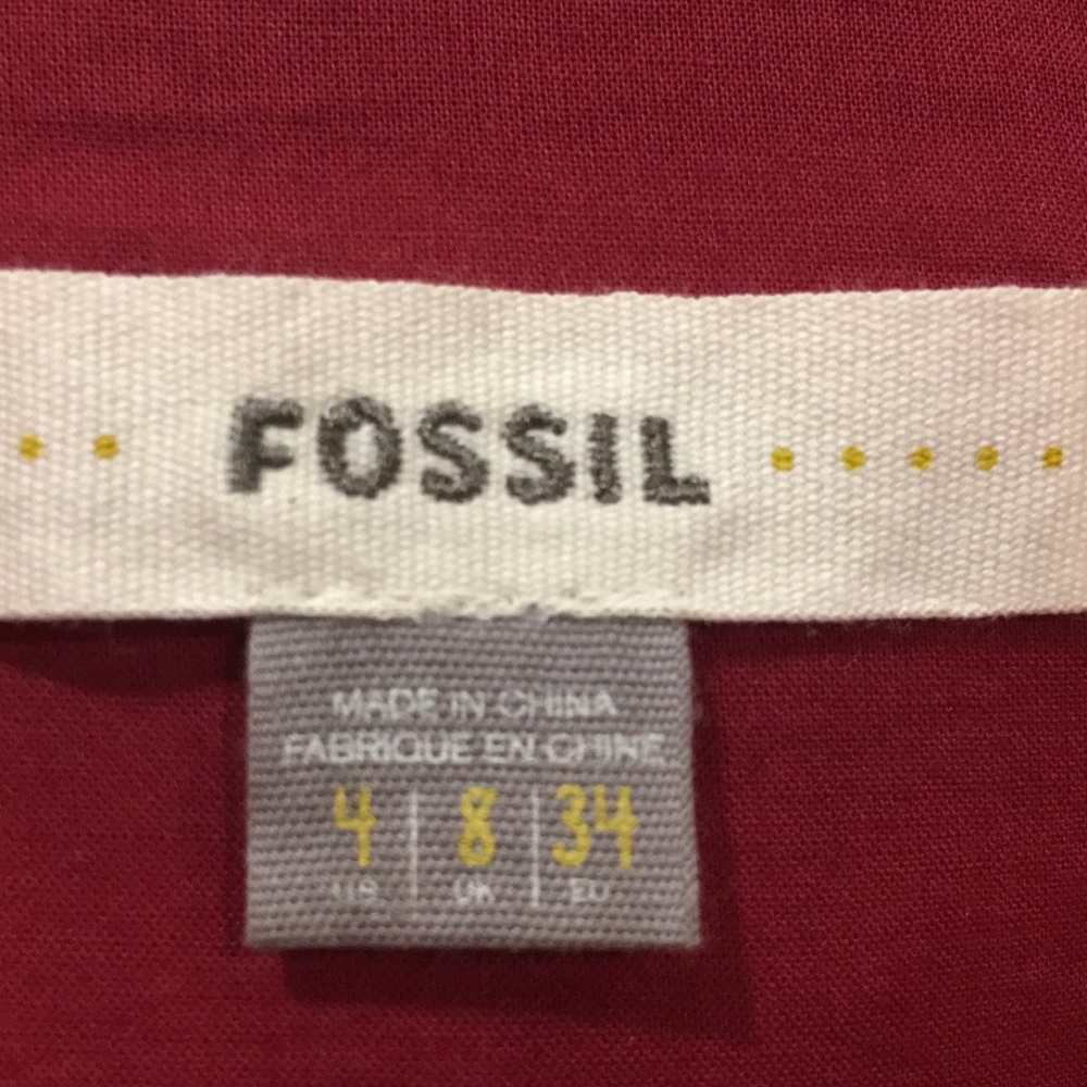 Fossil Retro Coral Burgundy Eyelet Lace Sun Dress - Picture 8 of 8